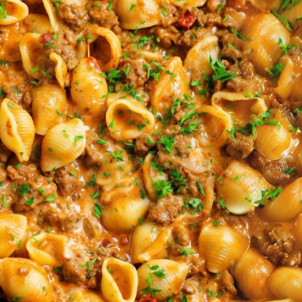 One-Pot Creamy Beef and Shells