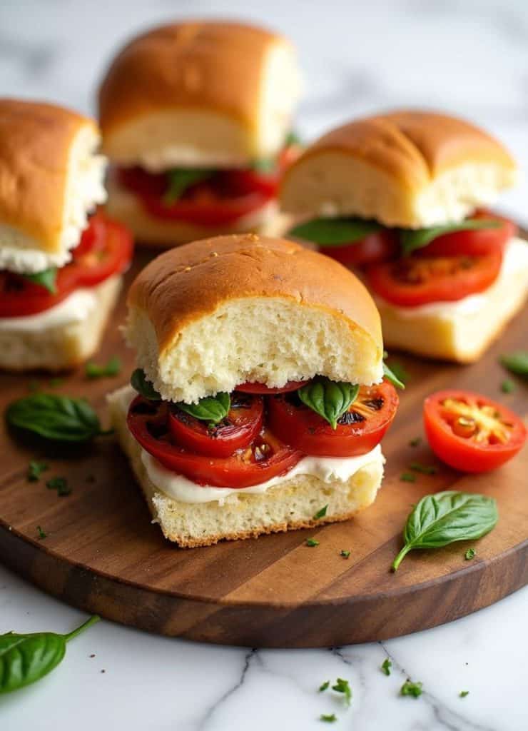 Roasted Caprese Burrata Sliders