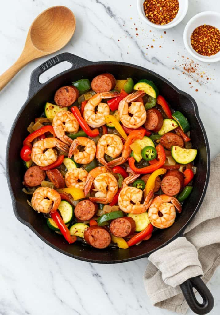 Low Carb Shrimp and Sausage Skillet