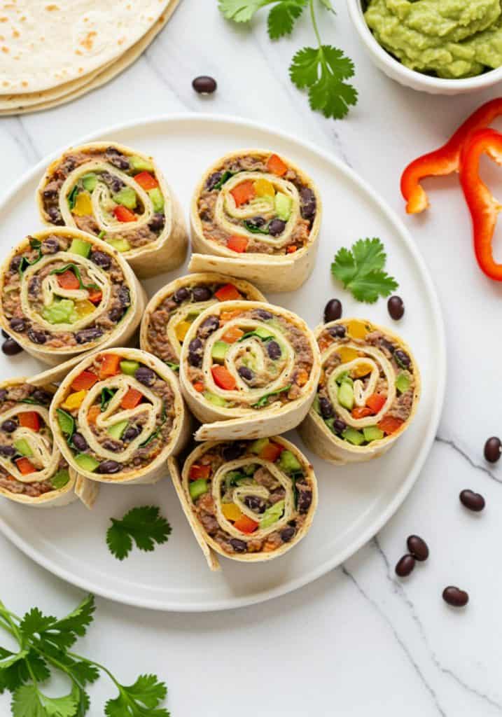 Vegan Black Bean and Guacamole Pinwheels
